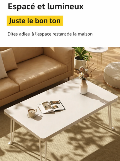 Table basse pliante rectangulaire en bois pour petit espace
