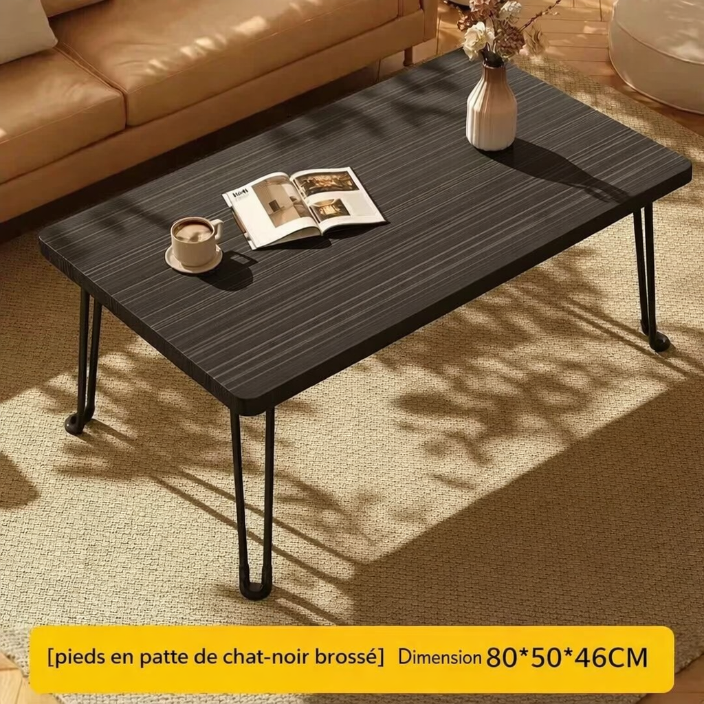Table basse pliante rectangulaire en bois pour petit espace