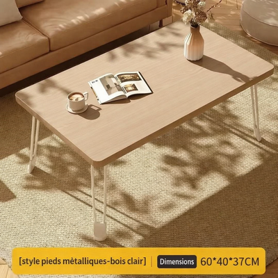 Table basse pliante rectangulaire en bois pour petit espace