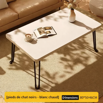 Table basse pliante rectangulaire en bois pour petit espace