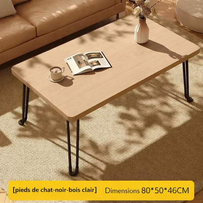 Table basse pliante rectangulaire en bois pour petit espace