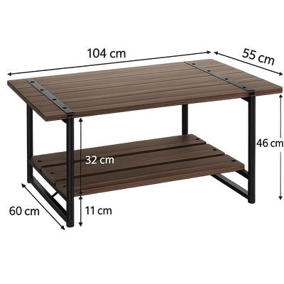Table basse rectangulaire au style industriel noyer