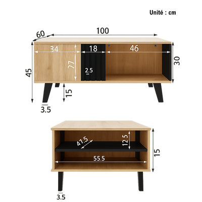 Table basse rectangulaire design moderne