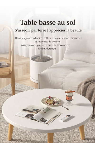 Table basse ronde en bois minimaliste