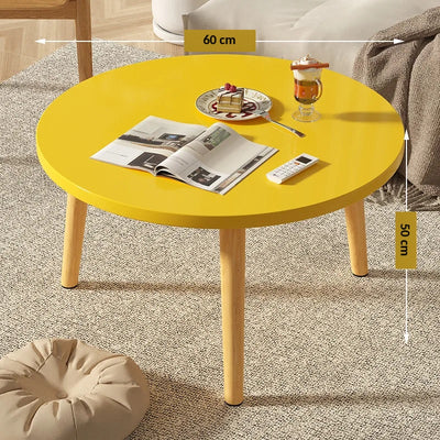 Table basse ronde en bois minimaliste