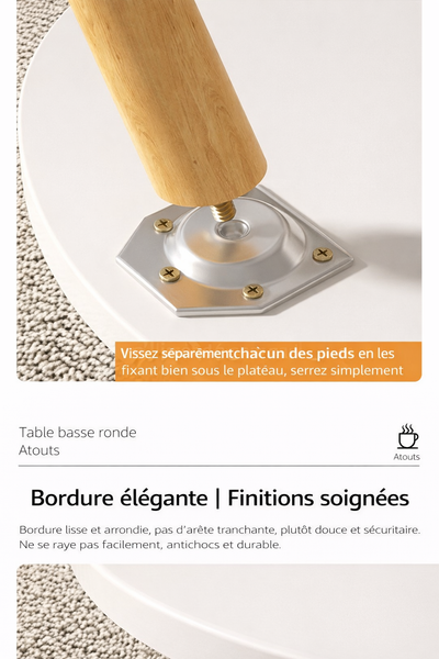 Table basse ronde en bois minimaliste