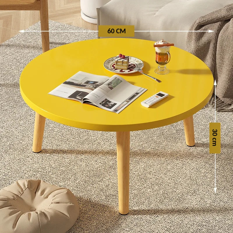 Table basse ronde en bois minimaliste