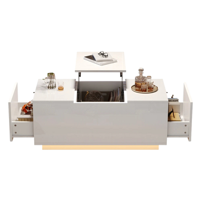 Table basse relevable avec LED et plateau ajustable