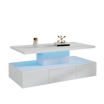Table basse à double plateau avec LED