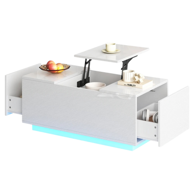 Table basse relevable avec LED et plateau ajustable