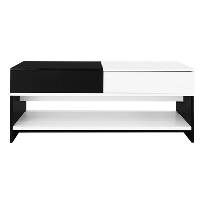 Table basse rectangulaire noire et blanche design avec rangements