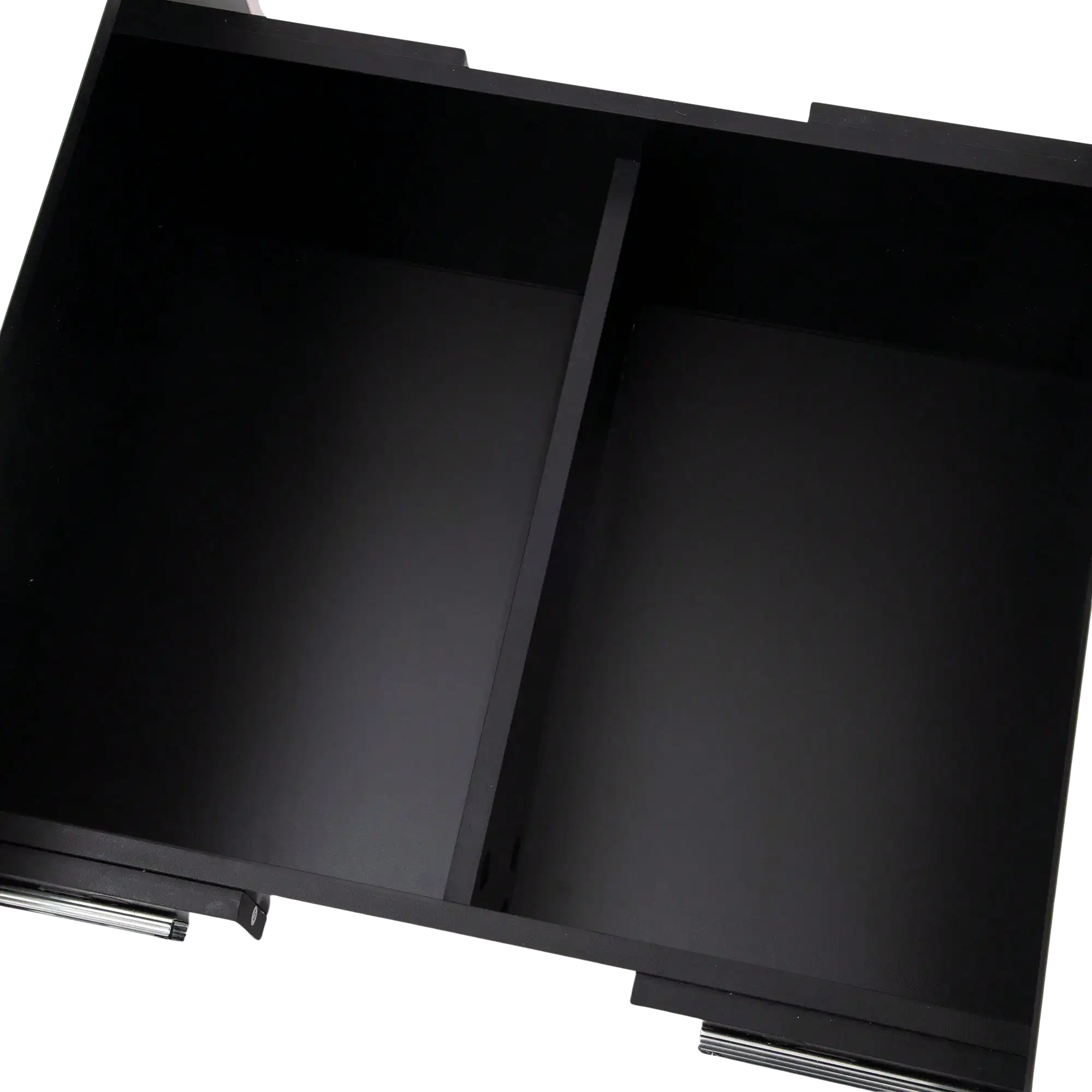 Table basse rectangulaire extensible avec rangements noire et blanche