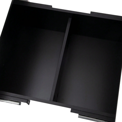 Table basse rectangulaire extensible avec rangements noire et blanche