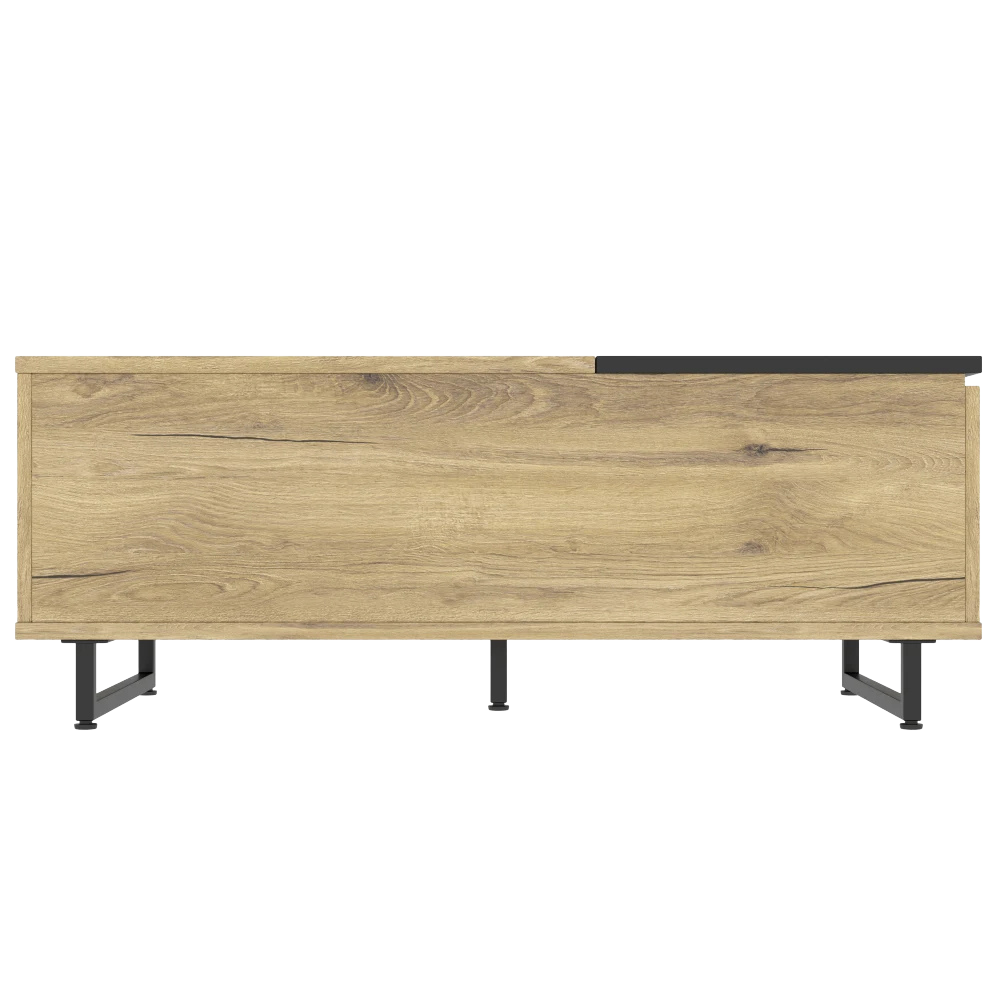 Table basse relevable en bois et métal avec LED