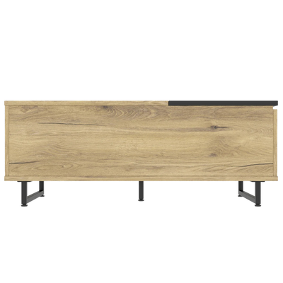 Table basse relevable en bois et métal avec LED