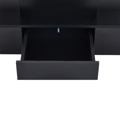 Table basse rectangulaire noire à double plateau avec LED et rangement