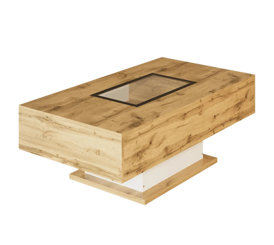 Table basse bois et verre moderne avec LED et rangements