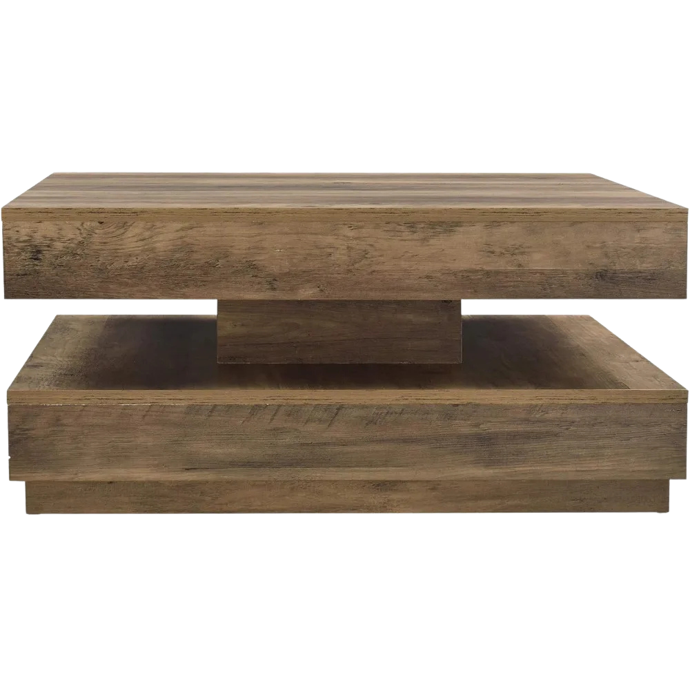 Table basse carrée avec plateau pivotant et plateau inférieur