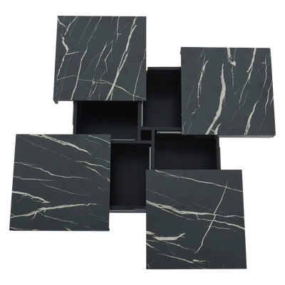 Table basse carrée avec tiroirs et plateau coulissant