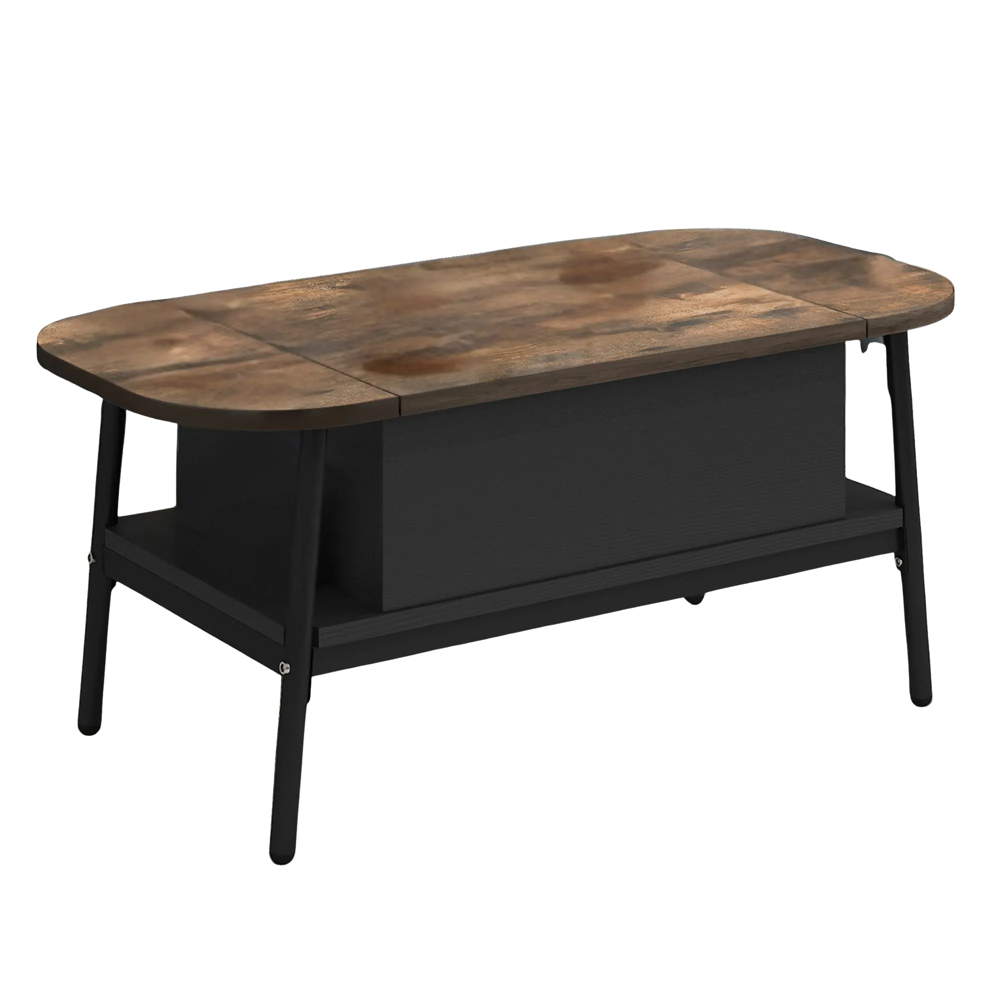 Table basse organique relevable avec rangement