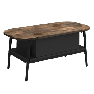 Table basse organique relevable avec rangement