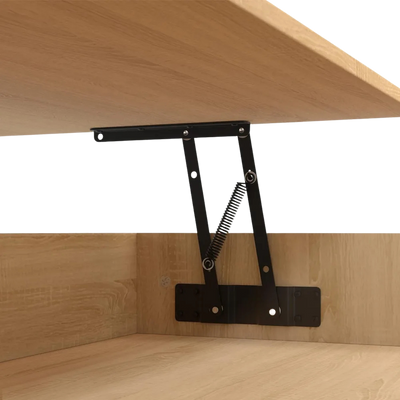 Table basse relevable rectangulaire bois et blanc design