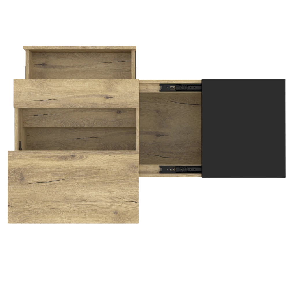 Table basse relevable en bois et métal avec LED