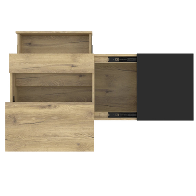 Table basse relevable en bois et métal avec LED