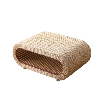 Table basse ovale en rotin naturel pour salon et espace détente