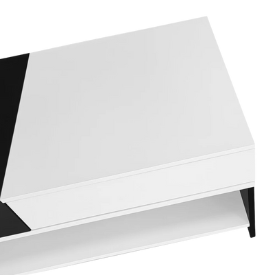 Table basse rectangulaire noire et blanche design avec rangements