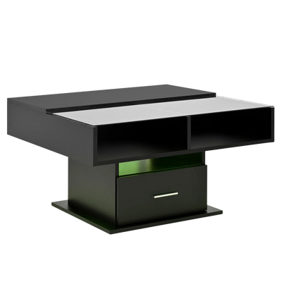 Table basse relevable avec LED et rangement