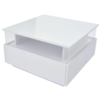 Table basse carrée avec vitrine et LED