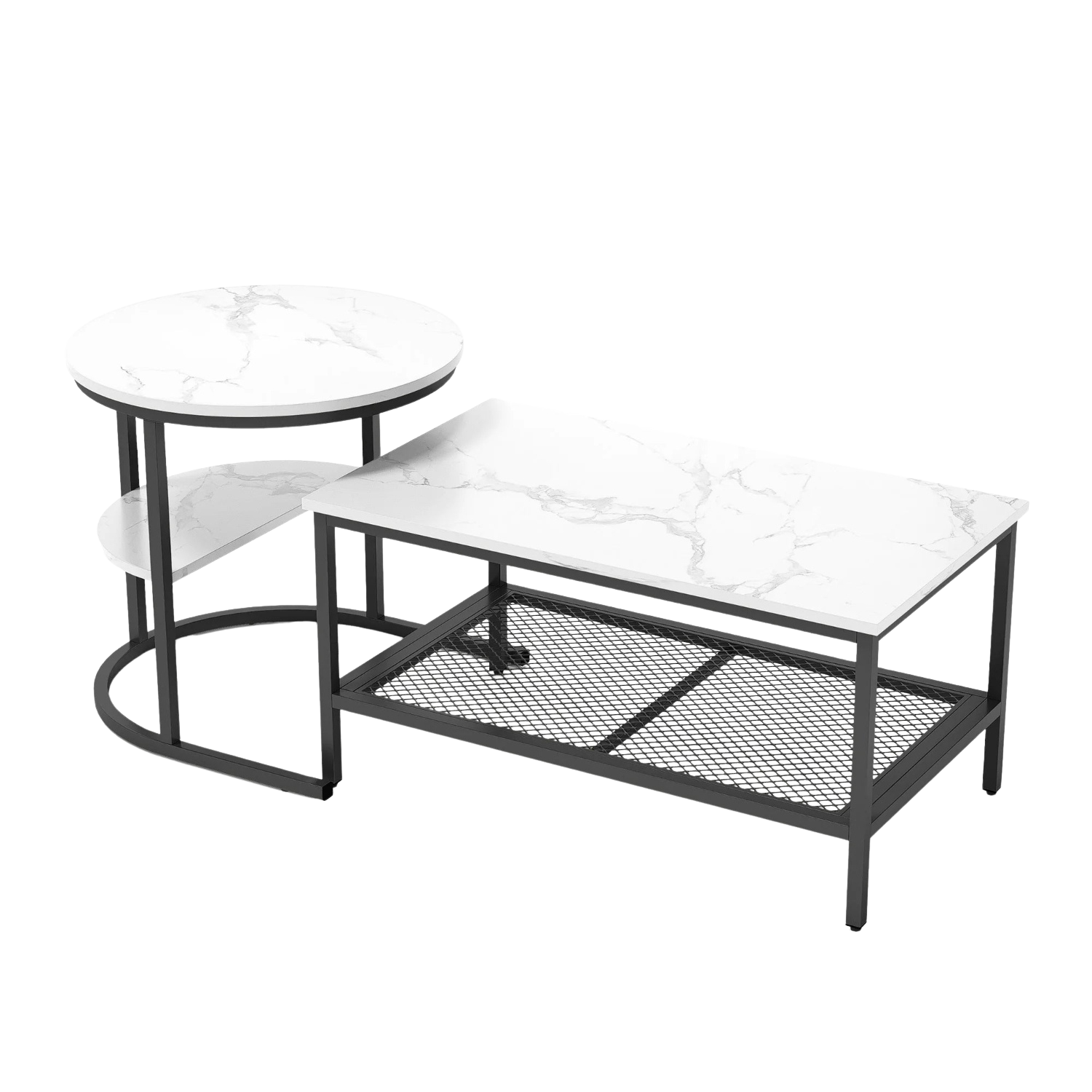 Tables basses gigognes effet marbre avec rangement