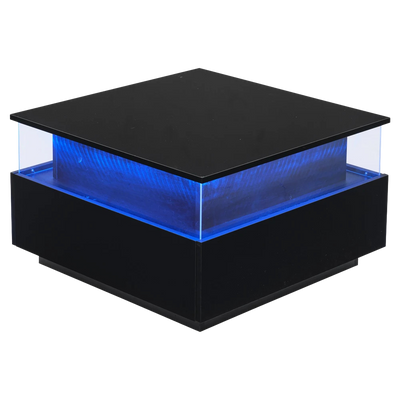 Table basse carrée avec vitrine et LED