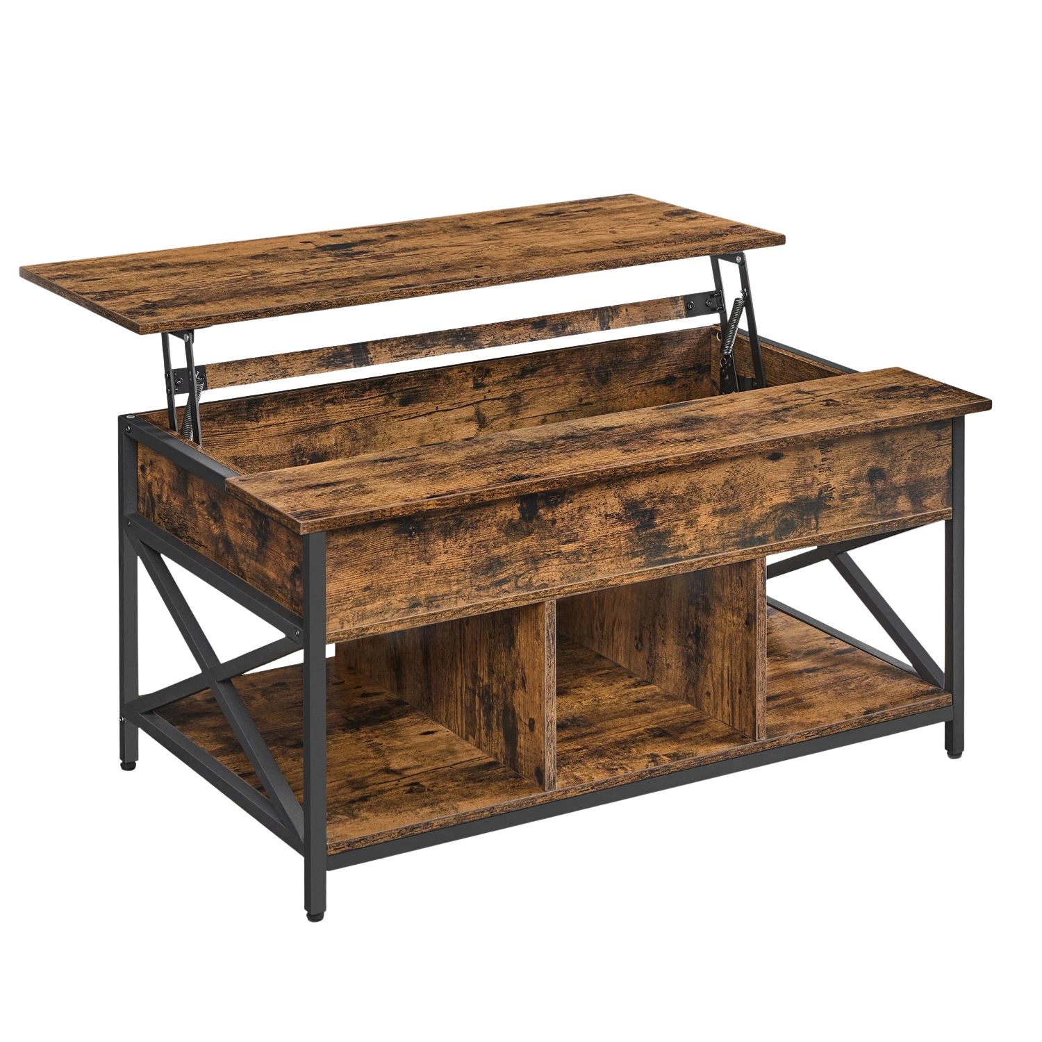 Table basse relevable bois et métal avec rangement