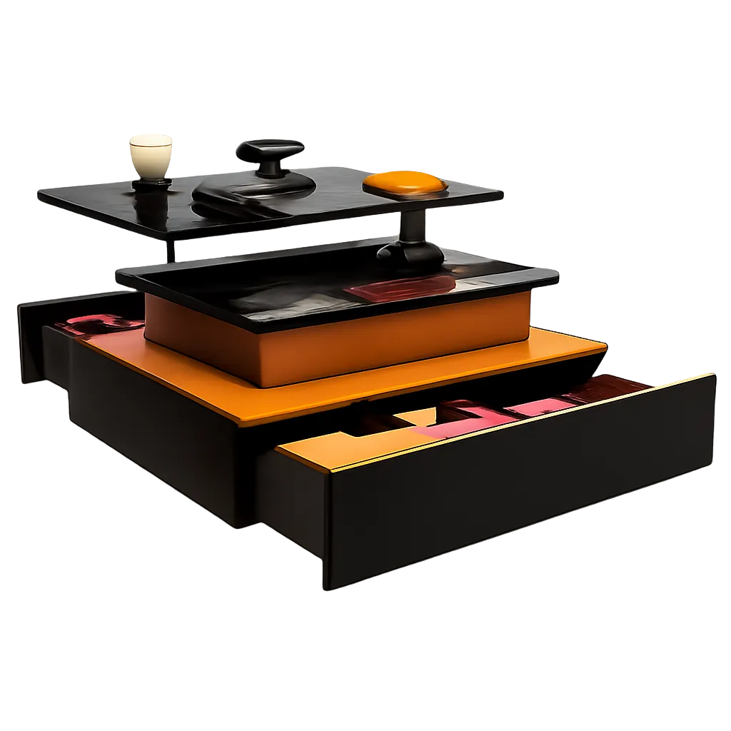 Table basse relevable rectangulaire bois avec éclairage LED