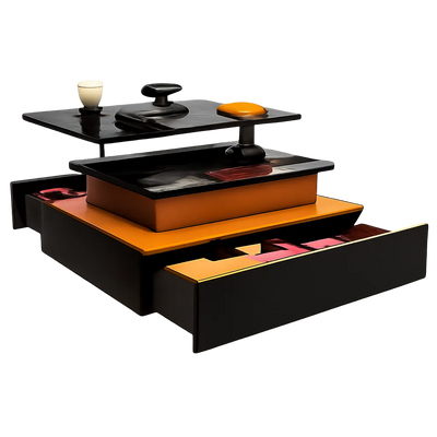 Table basse relevable rectangulaire bois avec éclairage LED