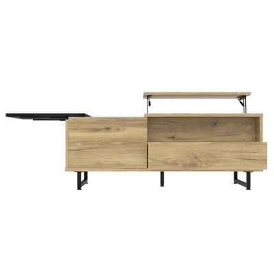 Table basse relevable en bois et métal avec LED