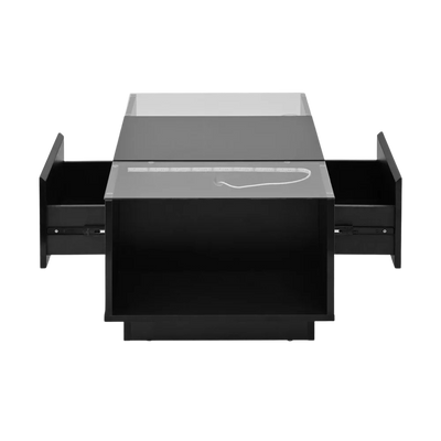 Table basse moderne en verre avec LED et rangements