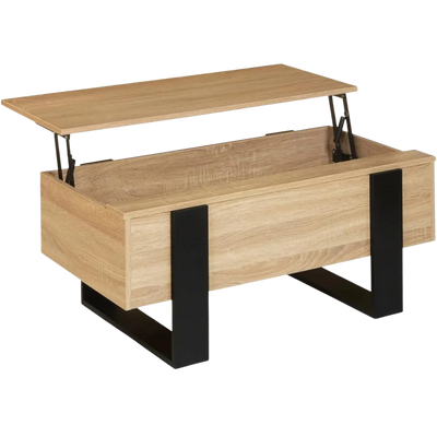 Table basse relevable en bois et noir style industriel