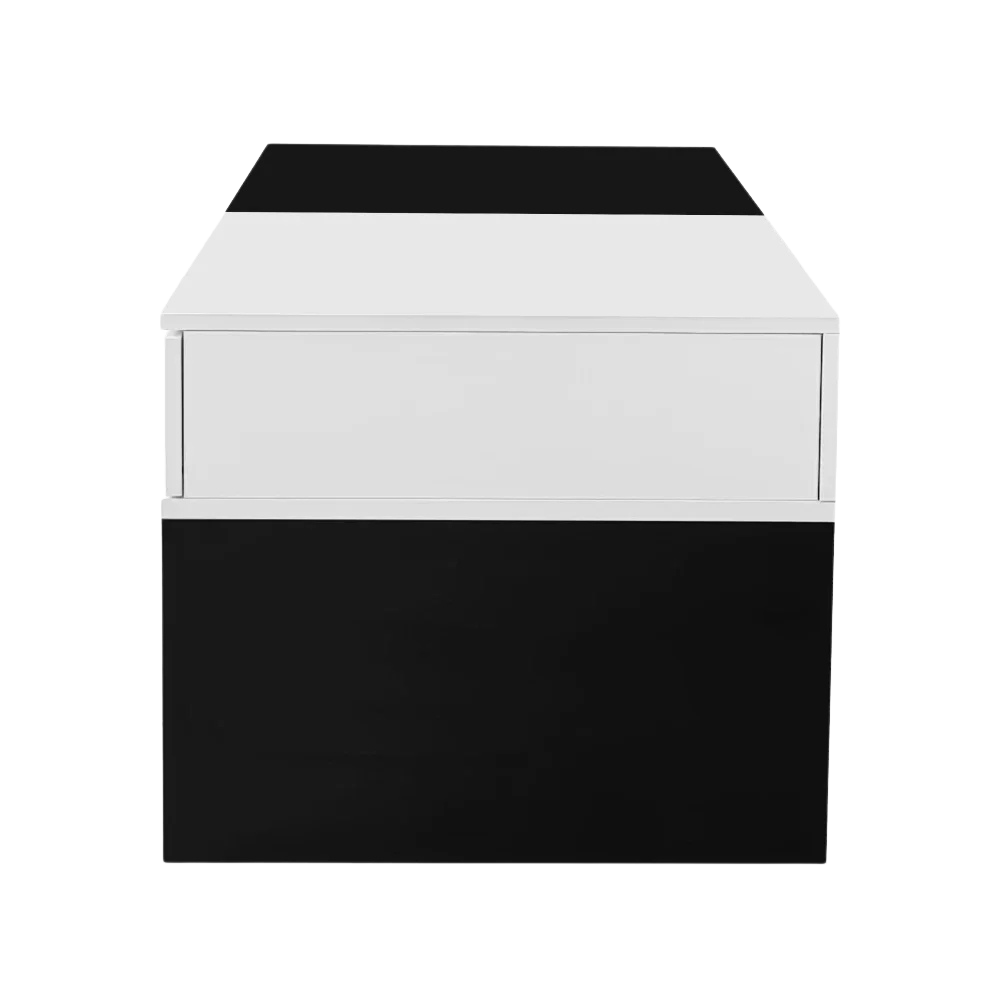 Table basse rectangulaire noire et blanche design avec rangements