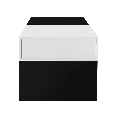 Table basse rectangulaire noire et blanche design avec rangements