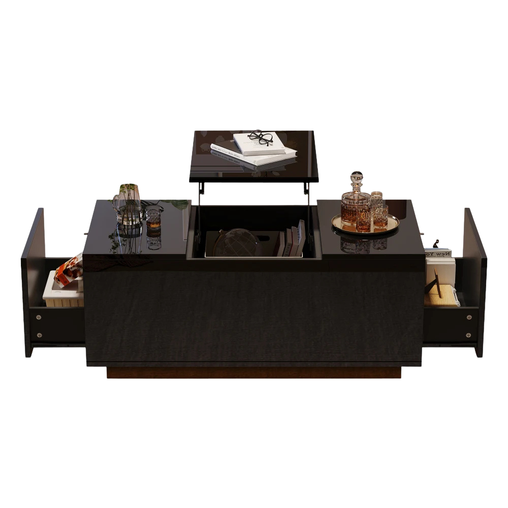 Table basse relevable avec LED et plateau ajustable