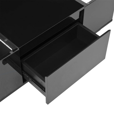 Table basse moderne en verre avec LED et rangements