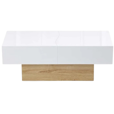 Table basse rectangulaire bois et blanc à plateau coulissant