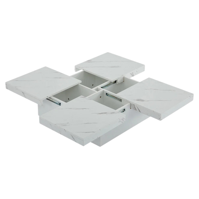 Table basse carrée avec tiroirs et plateau coulissant